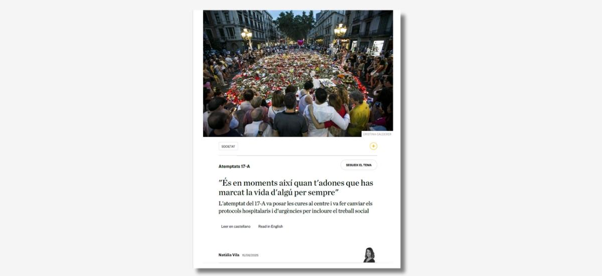Reportatge sobre el treball social al 17A al diari ARA